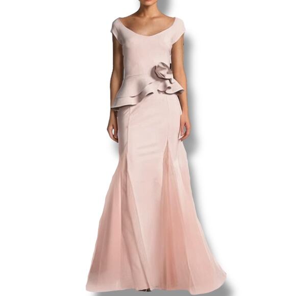 Chiara Boni Size Italian 52 Lady Illusion Maxi Dress Blush Pink Formal Gown‎ - Picture 2 of 13